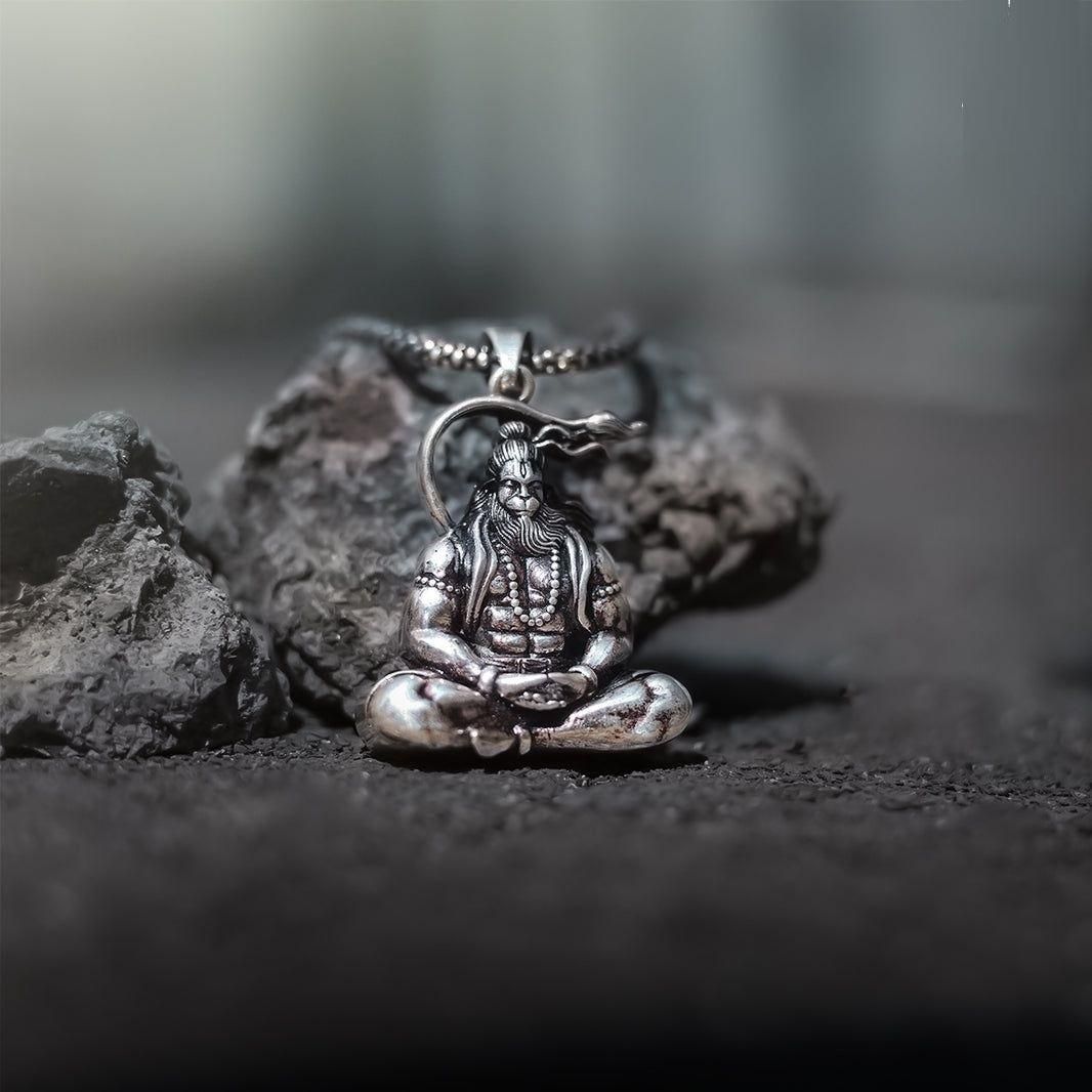 Hanuman Silver Locket Full View